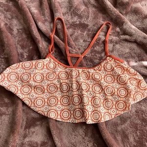 Large Gossip Rust, Coral and White Bikini Top